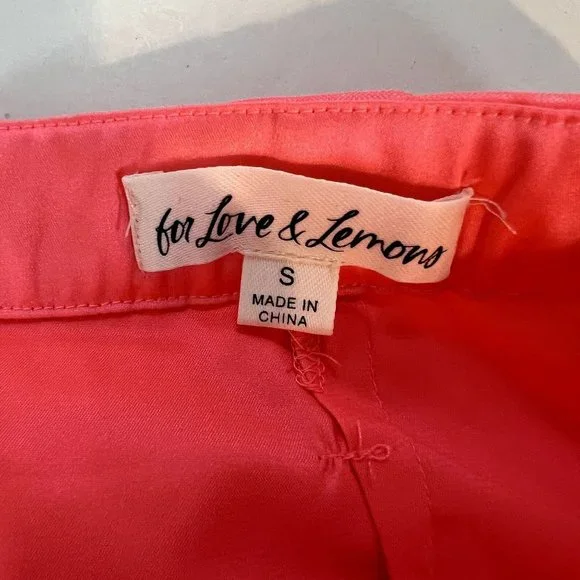 For Love & Lemons Mini Skirt Small Vixen Swiss Dot Neon Pink Ruched - Picture 7 of 7